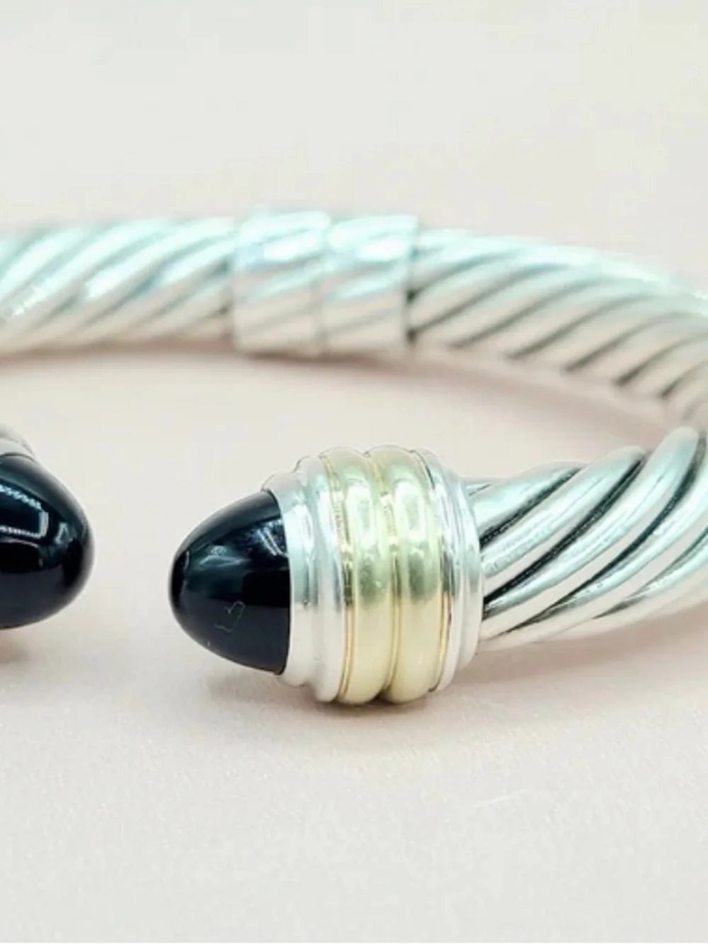 David Yurman 10mm Cable Bracelet With Black Onyx And Gold